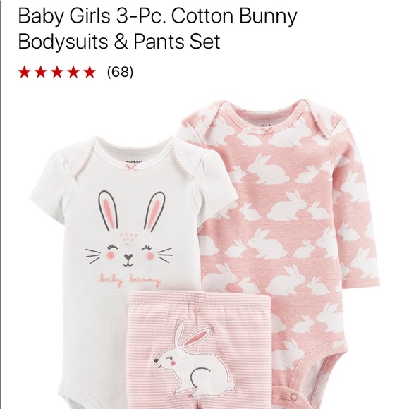 CARTER’S Baby Girls Cotton Bunny Size 3mos - Picture 1 of 6